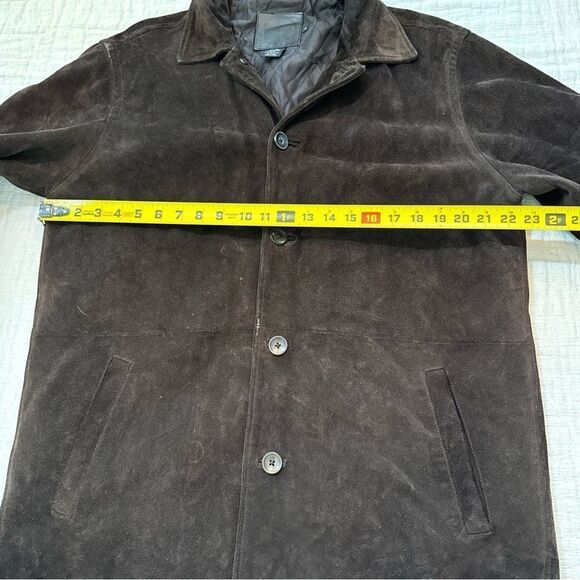 J. Crew Men's Suede Leather Jacket Medium Brown Quilted Lining Heavy Ranch - Picture 5 of 9